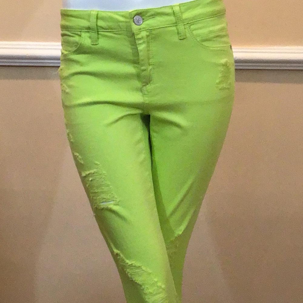 Bebe Neon Green Skinny Crop Jean